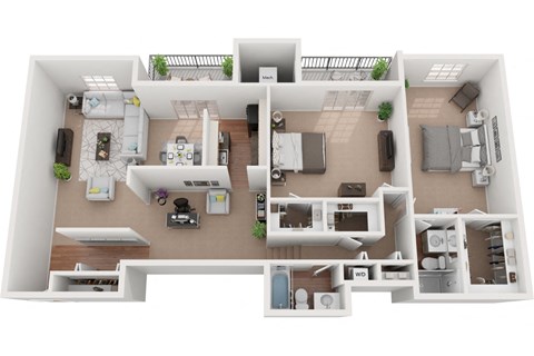 Floor plan for 2 beds, 2 baths, 1624 sqft